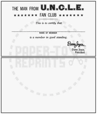 THE MAN FROM UNCLE FAN CLUB MEMBERSHIP CARD - VINTAGE REPRINT