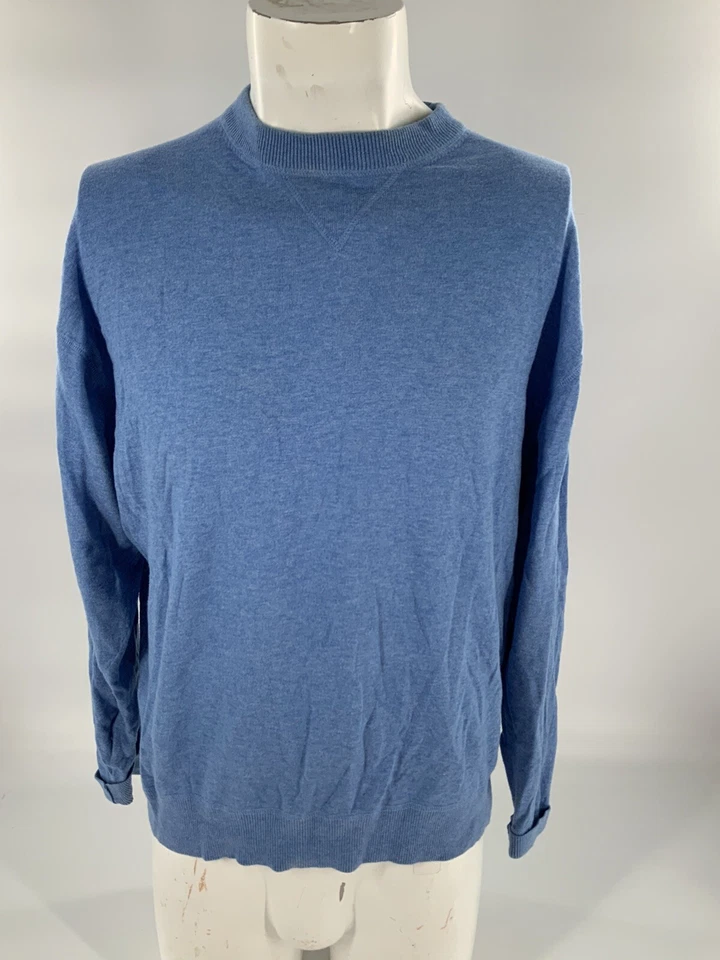 Robert Talbott Sweater Men’s L Blue Cotton Cashmere Crew Hong Kong YGI K2-140 - Image 2 of 4