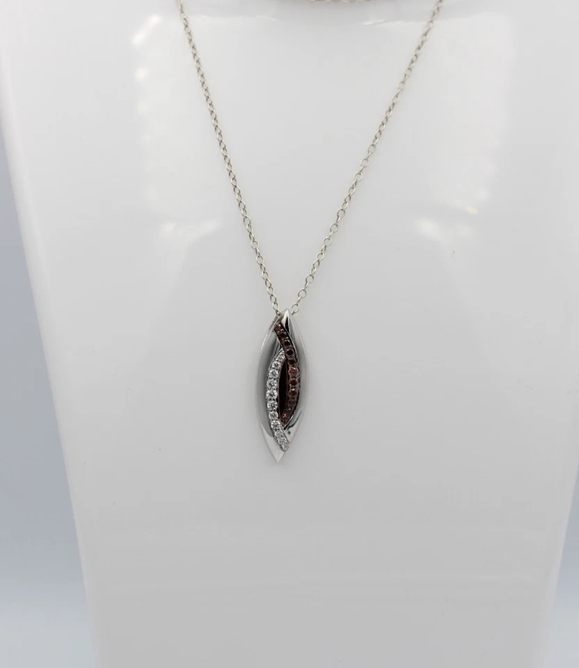 Ciondolo 925 Argento Sterling Rhodizzato Bicolore Placcato Oro 10 Zirconia Top - Immagine 3 di 4