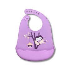 Silicone baby bib -Owl/Pink