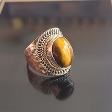 Tiger Eye 925 Sterling Silver Handmade Dainty Rings For Gift All Size Available