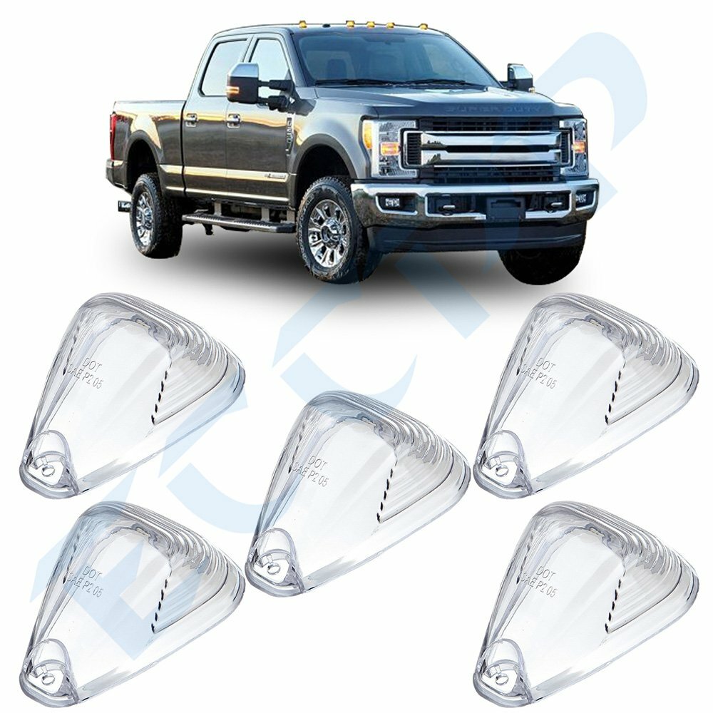 5Pack Clear Roof Cab Marker Lights Lens LED Bulbs For Ford 5Pack Clear Roof Cab Marker Lights Lens LED Bulbs For Ford