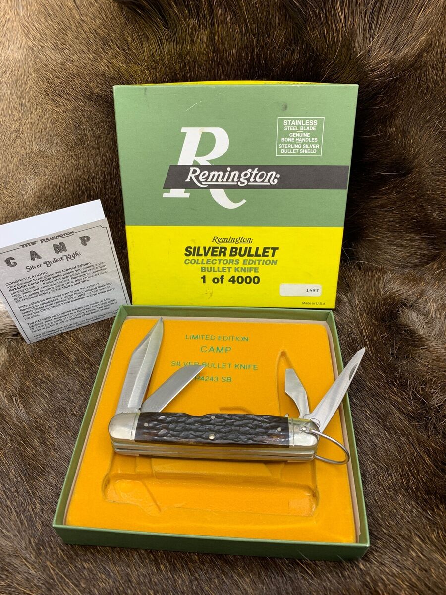 Remington Silver Bullet Knife R4243 SB Camp Knife Mint In Remington Silver Bullet Knife R4243 SB Camp Knife Mint In