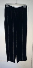 Citron Relaxed Velvet Pull On Pants Rayon Silk Black Size M.  d600