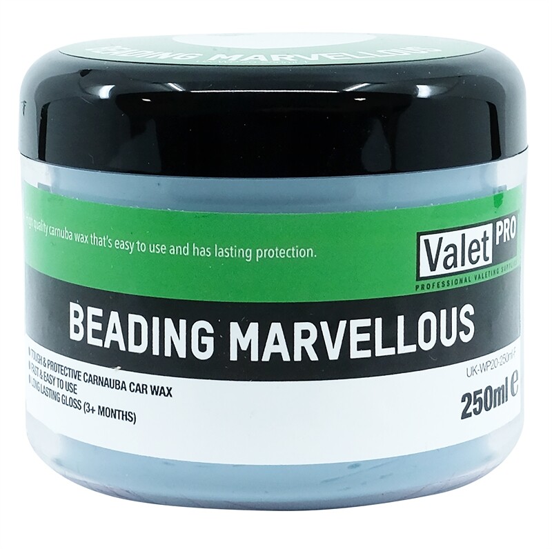 Valet Pro - Beading Marvellous, Carnauba Car Wax - 3 month protection - 250ml