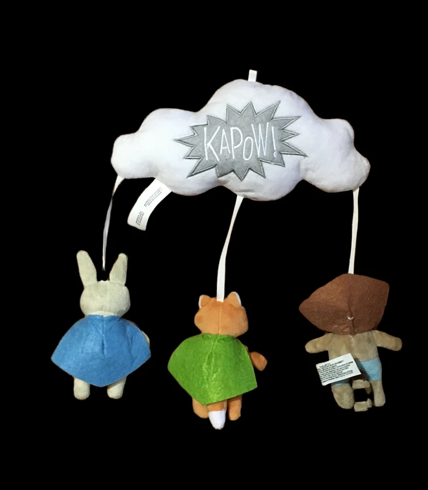 Мобильная кроватка Trend Lab Superhero плюшевые мягкие животные Kapow Cloud РЕДКАЯ РЕДКОСТЬ РЕДКИЙ ТОВАР - Изображение 3 из 4