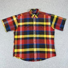 Wrangler Shirt Men's XL Multicolor Plaid Short Sleeve Western Button Down Pocket