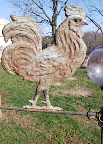 Rare! Antique Lightning Rooster & Ball and Directional Arrow Copper Rod.Original - Picture 4 of 18