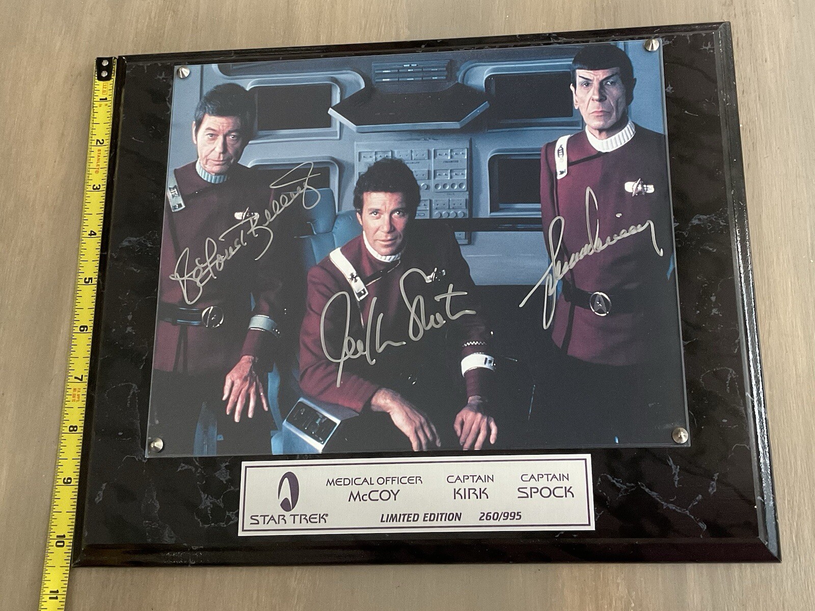 William Shatner Leonard Nimoy DeForest Kelley SIGNED 8x10 Plaque Star ...