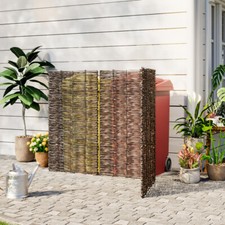 Folding Garden Dustbin Wheelie Bin Store Storage Screen Willow Frame Double Size