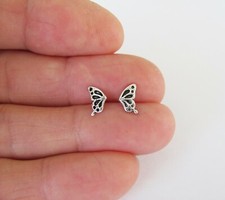 Sterling Silver 8mm Butterfly wings post stud earrings.