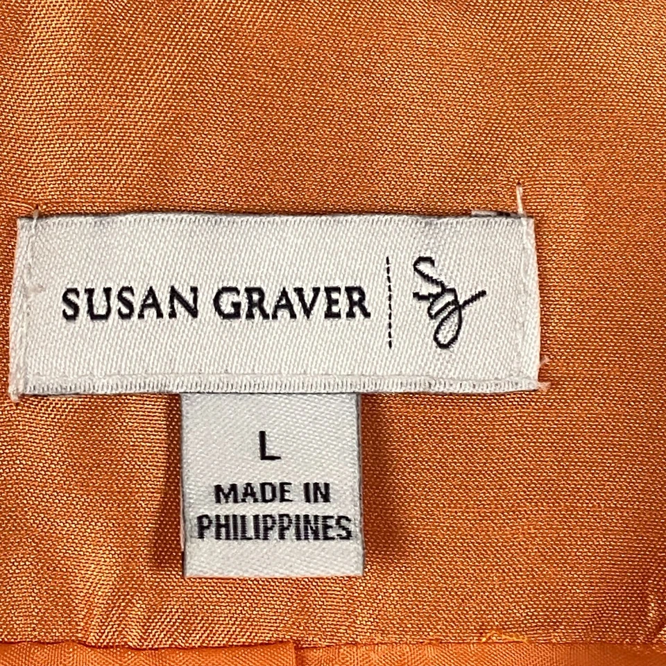 Chaqueta Susan Graver Shantung Manga 3/4 Detalle Espalda Talla Grande Naranja Bolsillos Foto 4 de 4