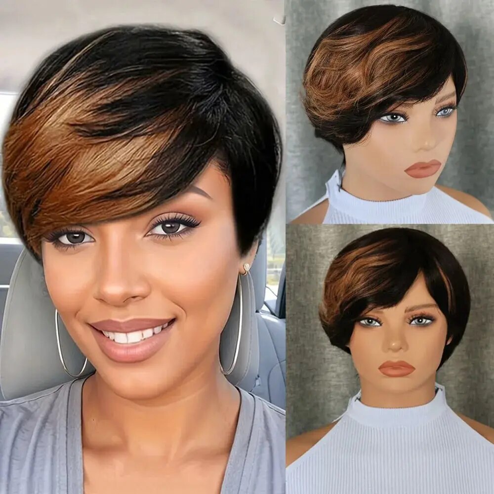 Pixie Cut Short Wig With Bangs 100% Brazilian Human Hair  display picture 2