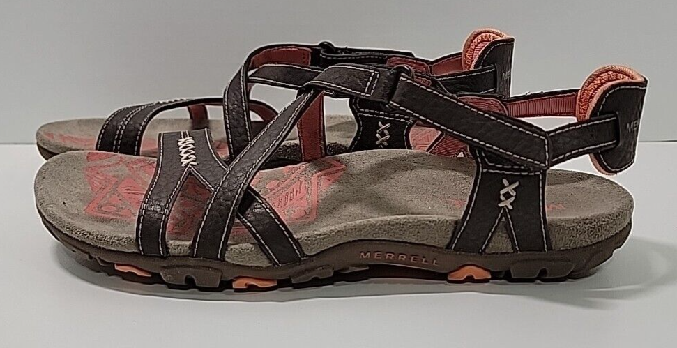 Sandalo in pelle di cacao corallo rosa Merrell senza sabbia taglia US 7 EURO 38 J2896J4C