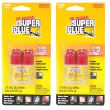The Original Super Glue Metal Wood Plastic (2 Pack 4 Bottles Total) USA Seller