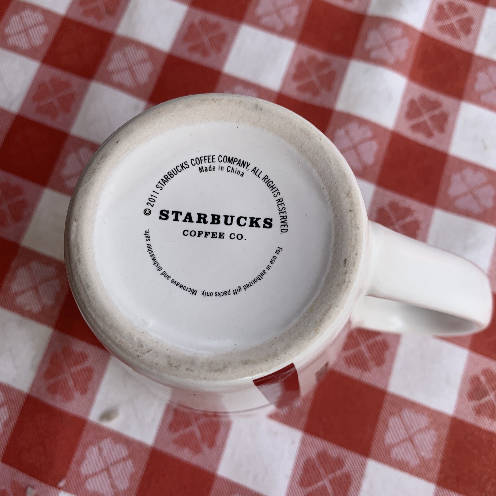 Starbucks Coffee Tea Mug Cup 2011 Christmas Red Bird Keurig 