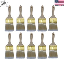 10x Lot 3" Wood Handle Paint Brushes All Purpose Flat End Brush