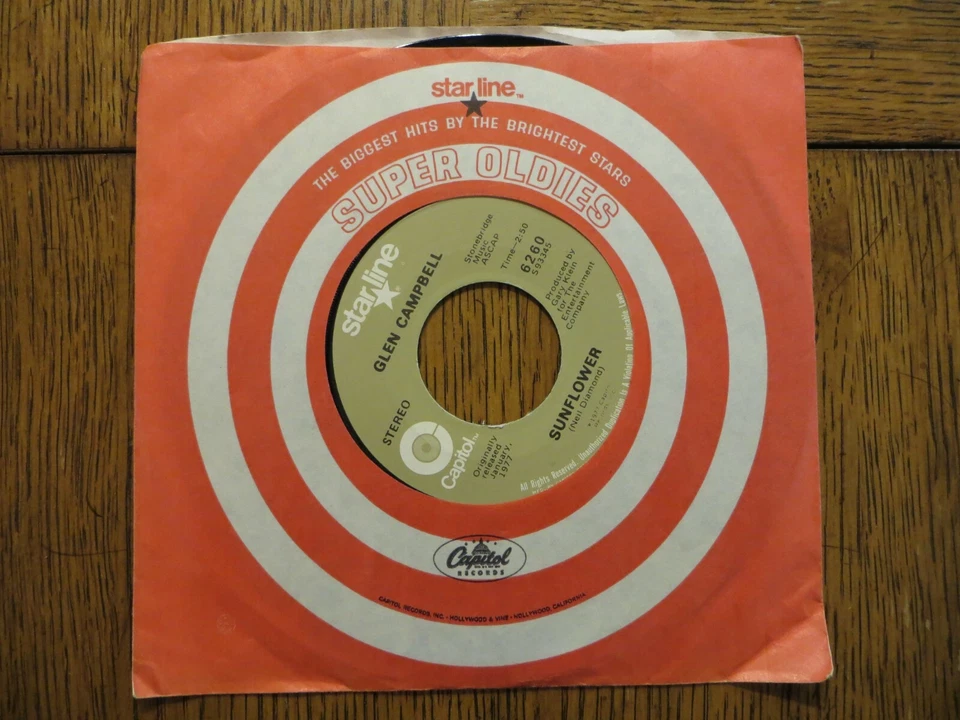 Glen Campbell – Southern Nights / Sunflower - Capitol 6260 7" Single VG+ Foto 2 de 4