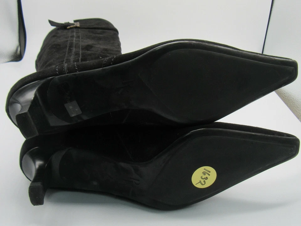 Peter Kaiser Negro Gamuza Cremallera Bota Tacón Bajo Hebilla Decorativa Talla 9.5 Foto 4 de 4