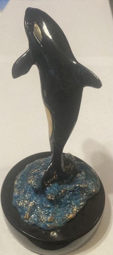 Christian R Lassen Limited Ed 63/300 Bronze Orca Killer Whale, 5 X 5 1/2” - Picture 10 of 11