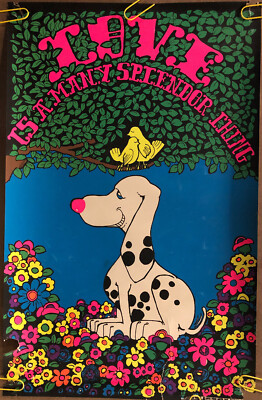 Original Blacklight Vintage Poster Love Is A Many Spiendor Thing