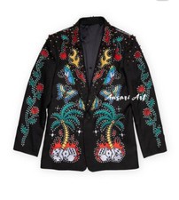 Men Black 2Pc customized vintage classic embroidered country Western suit design