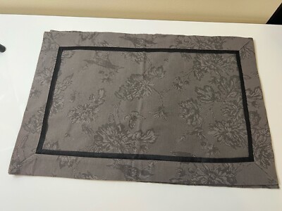 Set Of 2 Placemats Birds Butterfly Tree Gray Charcoal Cotton