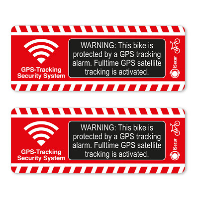 2er Set Fahrrad-Alarm-Aufkleber GPS Alarm Tracking System I 8 x 3 cm I  Rot