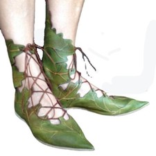 Fairy Shoes Medieval Elf Fairy Leaves Lace Up Shoes Cosplay Costume Accessories