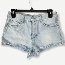 Melville Denim Short Shorts 27 Women  s High Waisted Button Fly Blue Light Wash