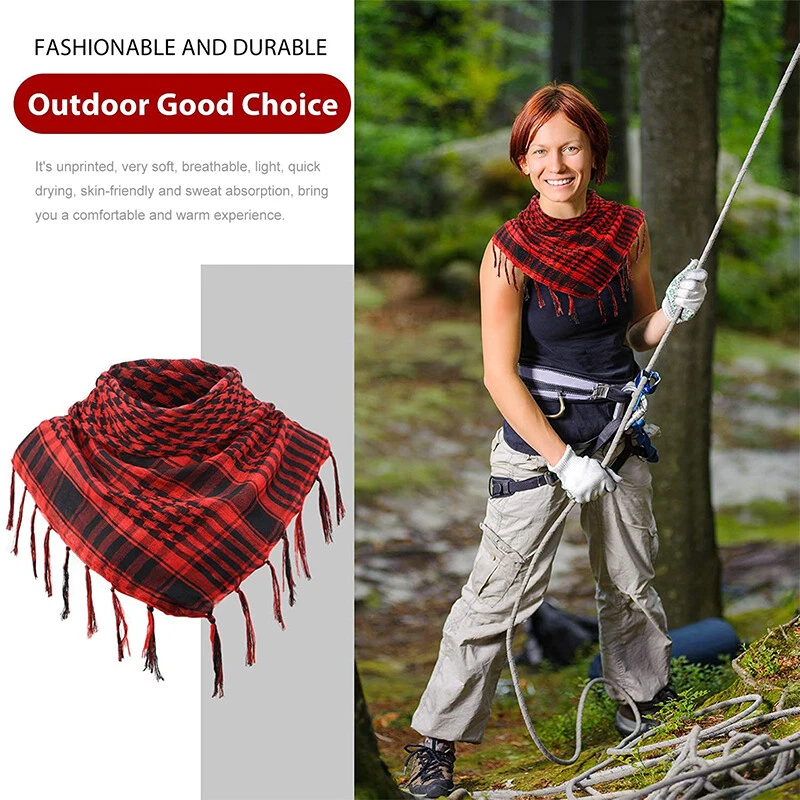 Cachecol militar Shemagh tático deserto Keffiyeh envoltório com borla pescoço cabeça cachecol - Imagem 4 de 4
