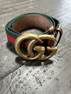 Gucci Brown Leather Belt with Gold Double G Buckle and Green-Red Web Gucci Web Double G Buckle Leather Belt Size 95/38 main image 3