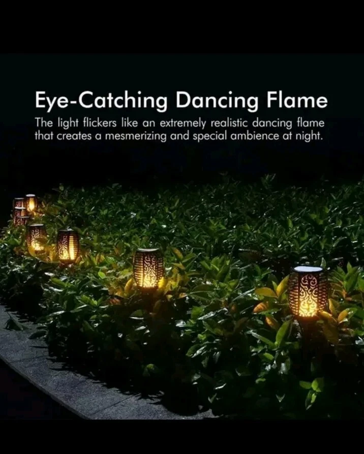 2X Solar Torch Garden Light 96LED Flickering Dancing Flame Patio walkway78cm - Image 3 of 4