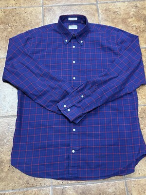 GANT RUGGER The Hugger Oxford checkered Plaid Long Sleeve Shirt mens XL