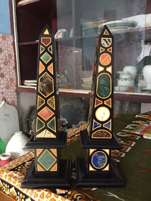 15 '' Schwarz Marmor Obelisk Mosaik Design Kunst Handmade Living Zimmer Dekor