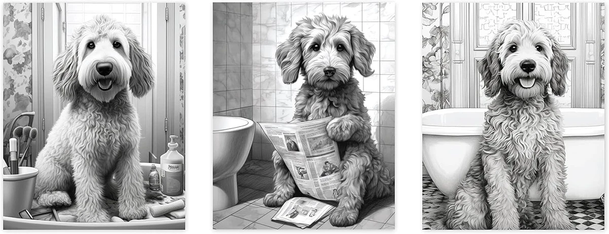 Black and white dog wall cheap art