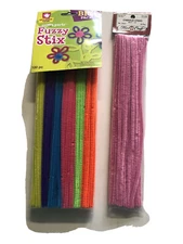 Lot-2 Creative Hands Smart Parts Fuzzy Stix Big Pack 100 pc And Chenille Stems