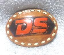 Leather Over Metal Buckle White Lace DS Company Initials Belt Buckle Vintage