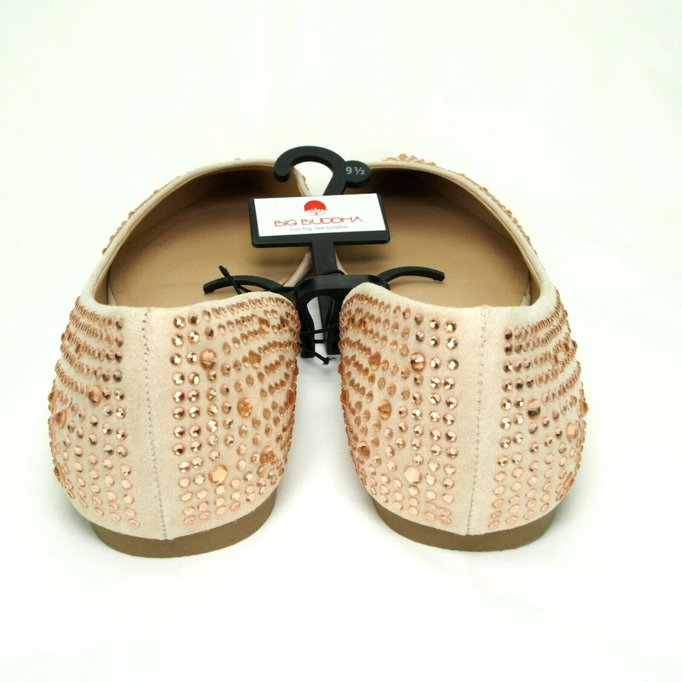 Zapatos planos bailarina de diamantes de imitación para mujer talla 9,5 punta en punta desnuda brillantes moda Foto 4 de 4