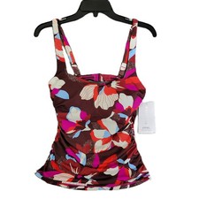 Athleta Square Neck Tankini Top/Hero Bloom Decadent Chocolate/Size 34 B/C