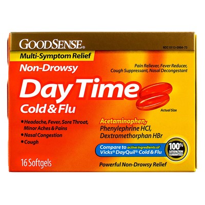 6 Pack GoodSense Day Time Acetaminophen Softgels Cold & Flu Softgels, 16 Ct 1...