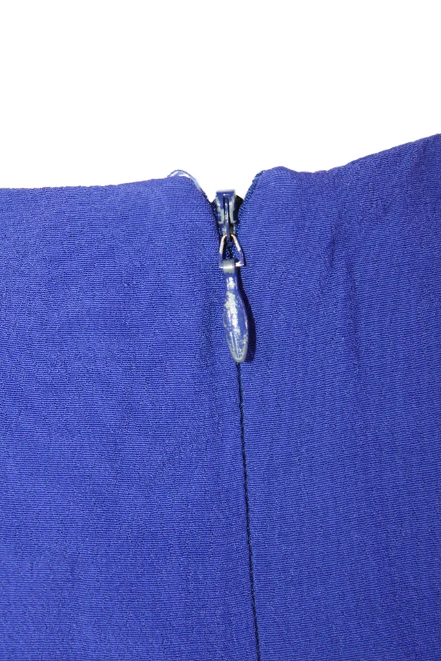 Maxi Vestido Nicole Miller Para Mujer Panel de Encaje Cuello Cuadrado Sin Mangas Azul Talla 4 Foto 4 de 4