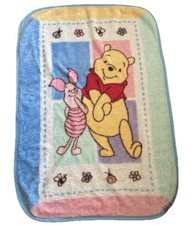 Vtg Disney Winnie The Pooh Piglet 30" x 42" Plush Baby Blanket Fleece Lovey EUC