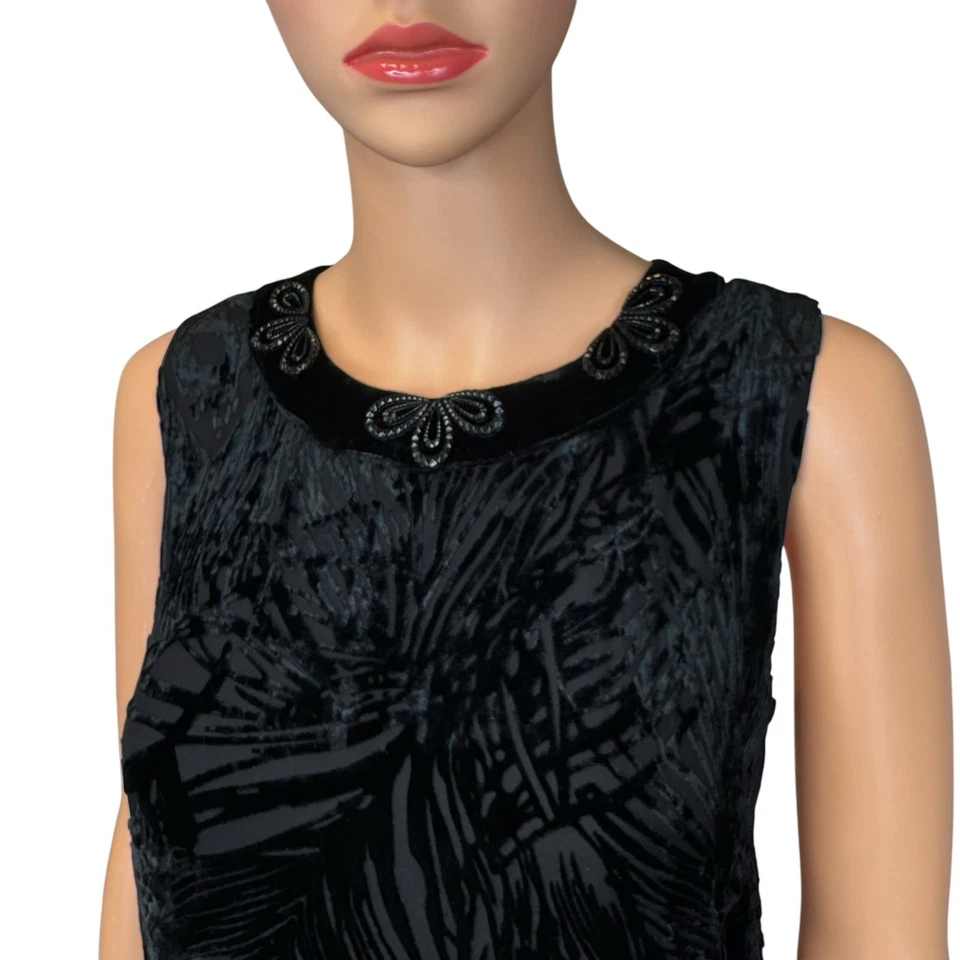 Vestido de seda de terciopelo para mujer talla 8 adornado pavo real Art Deco Gatsby caprichoso Foto 4 de 4