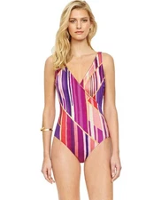 Gottex Collection Art Deco Surplice One Piece Swimsuit