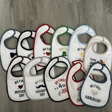 Lot Of 11 My First Holidays Baby Bibs