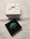 Handmade Malachite Ring. Set In Rhodium-Plated Mounting.  Size 8.25 — photo 1