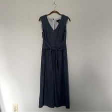 Blue Textured Wide Leg Jumpsuit Cropped NWOT