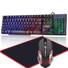 RGB Gaming Keyboard and Colorful Mouse Combo,USB Wired LED Backlight,Letter G...