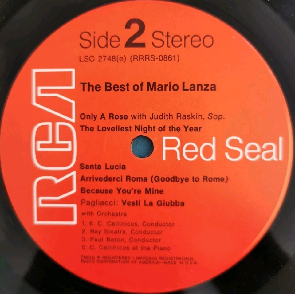 Vinyl LP The Best Of Mario Lanza VG LSC-2748(e) US Pop - Image 4 of 4